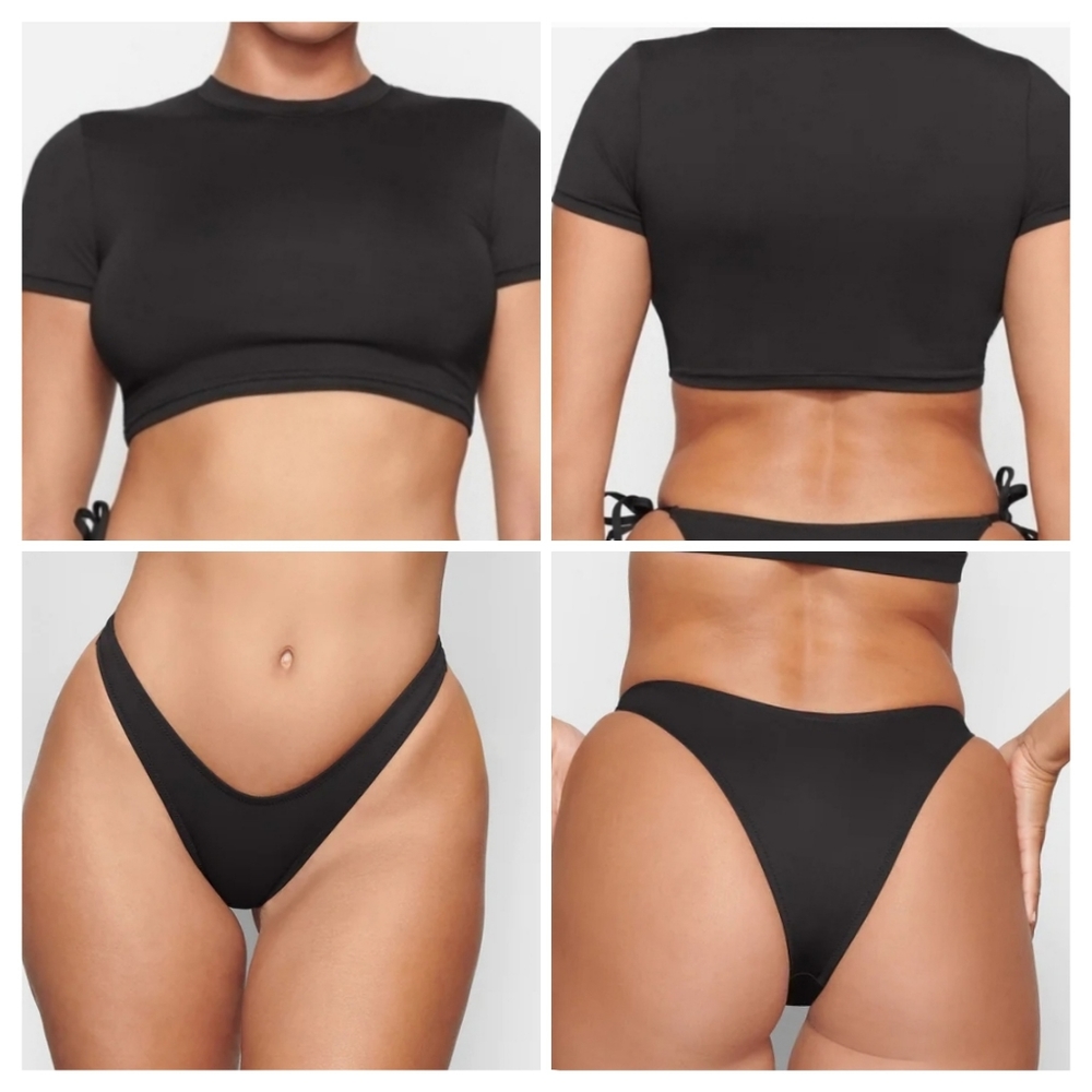 2Pcs SKIMS SWIM T-SHIRT & CHEEKY TANGA BOTTOMS/NWT/ONYX/XS/ NWT - Picture 11 of 11